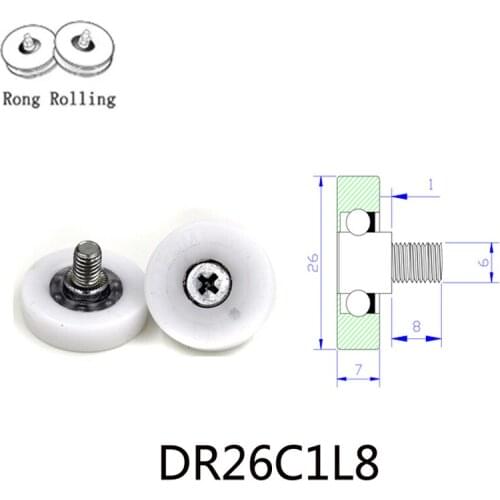 26X7 POM material encapsulated bearing with screw,roller diameter 27mm,thickness 7mm,wardrobe pulley,furniture pulley