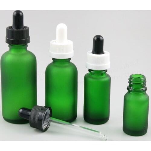 5ml 10ml 15ml 20ml 30ml 50ml 100ml Refillable Frost Green Glass Eye Dropper Bottle for Essential Oil Use 200PCS