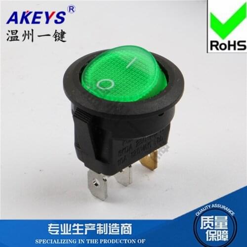 5pcs Household lighting wheel coffee maker machine 2 Position 3 Pins boat Rocker switch opening 15MM KCD1-204-3P KCD11 green