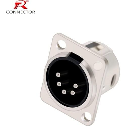 50PCS 5 PINS XLR Chassis Connector for Microphone/MIC/Audio/Video,Male XLR Chassis Connector Panel Mount, Zinc Alloy+Pure Copper