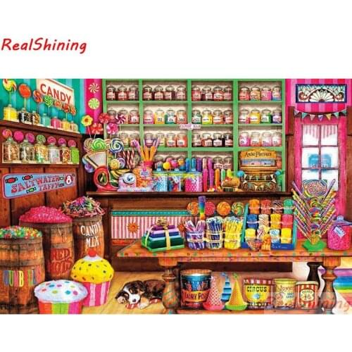 5D Diy Diamond Painting full Square Diamond Cross Stitch Diamond Embroidery Candy shop picture for room Decor H2082