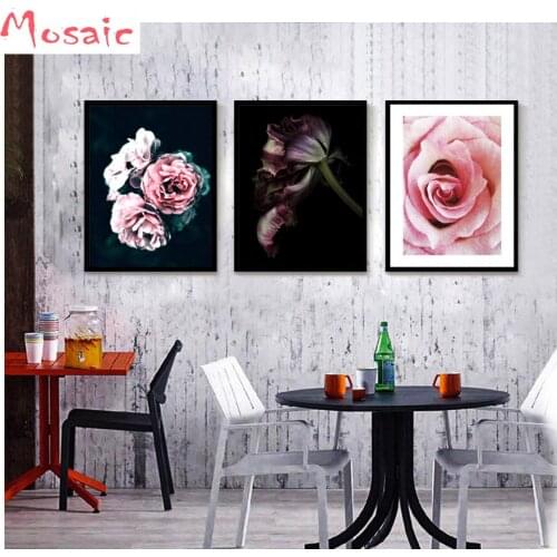 5d diy Diamond Painting rose 3d Diamond Embroidery sale Full Square drill Diamond Mosaic wall Painting 3 Piece Home Decor