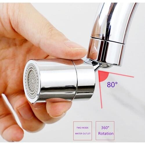 Dual Mode Kitchen Faucet Aerator Water Saving Splash-proof Tap Connector Universal Rotating Pressurized Water Outlet Nozzle