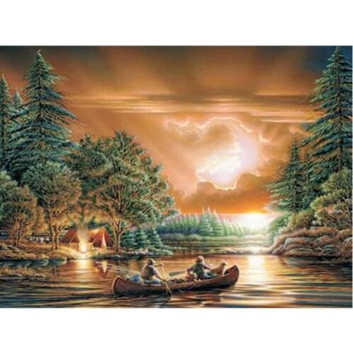 5D DIY Diamond Painting boat Scenery Cross Stitch 3D Diamond landscape diamond Embroidery rhinestones Christmas gift TT575