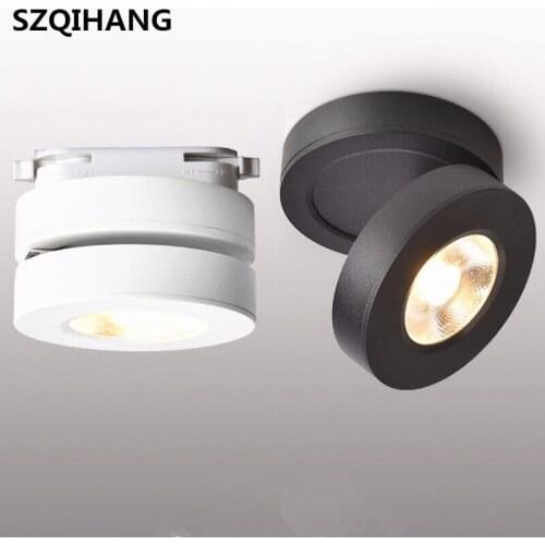 White/Black 10W COB LED Downlight, LED Surface Mounted Spot Light for Clothes Store Shopping Mall Livingroom Track Rail light