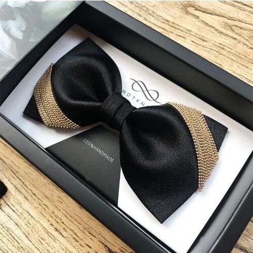Free shipping new mens male best man groom groomsman Golden Chain Bow Tie Original Wedding Groom Groomsman Suit Formal Banquet