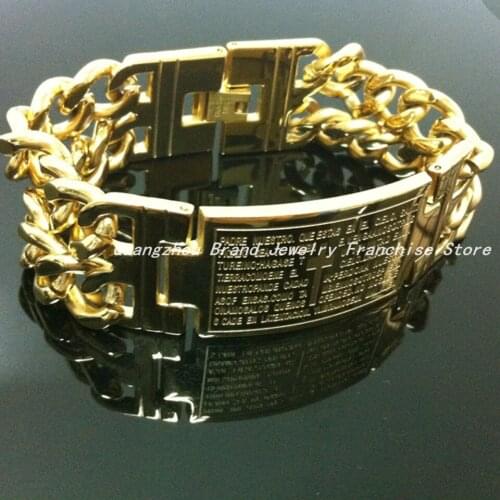 7.9"(20cm)*22.5mm New Style Unisex Bracelet,Stainless Steel Gold color Cross Link Chain Mens Or Womens Bracelets Bangle
