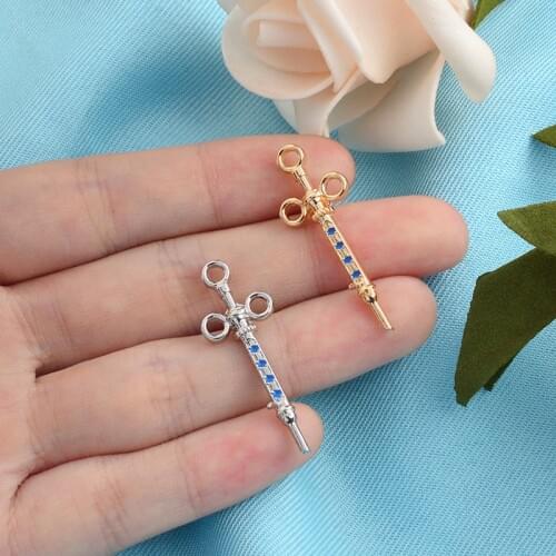 Syringe Brooch Blue Crystal Pins Gold Silver Color Health medical jewelry for MD Doctor Nurse Graduation gift Medical students