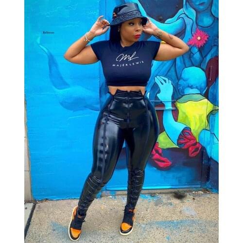 Casual Women Pants Pu Leather Pants Women Skinny Zipper Sweatpants Fitness Pants Streetwear Party Night Clothes for Women