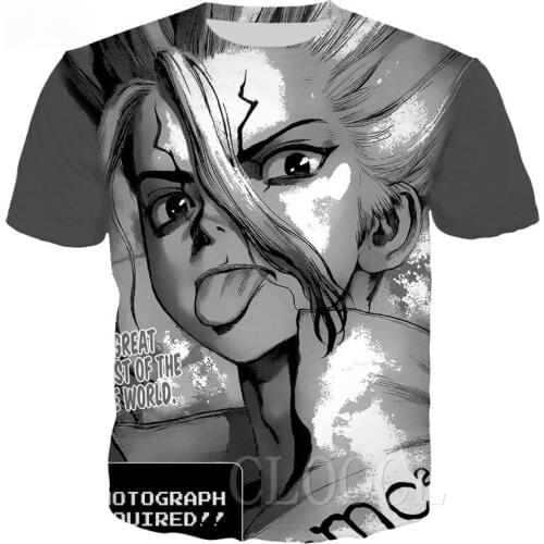 CLOOCL Comic Dr.Stone Ishigami Senku Plus Size Men T Shirt 3D Print Summer T-shirts Fashion Unisex Anime Tee Tops