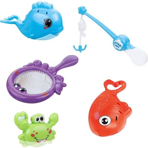 Kids Bath Toys Set Bathtub Fishing Game Water Toys Colorful Floating Fish With Hook Pole For Toddler Baby Boys Girls Indoor Bath