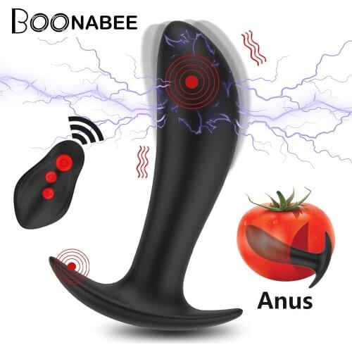 Electric Shock Pulse Prostate Massage Vibrators Sex Toy for Men Gay Wireless Remote Male Anal Butt Plug Stimulator Masturbator