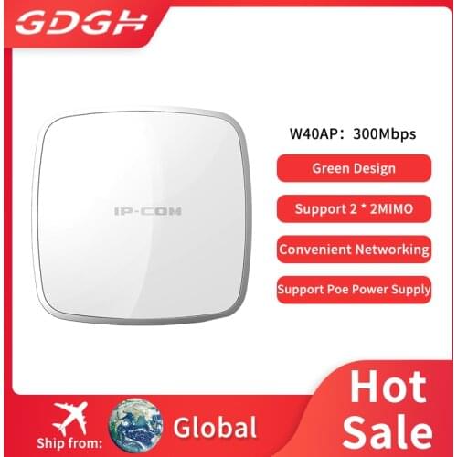 IP-COM W40AP Indoor Ceiling Wireless Wifi AP 11n 300Mbps Access Point PoE Wifi Repeater Whole Coverage High Gain Antenna