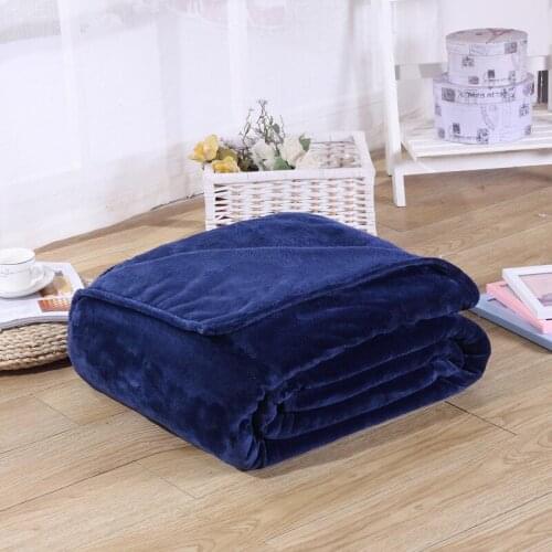 Coral Fleece Flannel Blanket Solid Blue Color Soft Quality Sofa Knee Cover Kids Baby Shawl Plaid Summer Quilt Warm Blankets