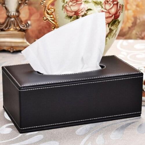 PU Leather Tissue Box Rectangle Square Storage Box desk organizer Paper Napkin Towel holder dispenser cover cases home office 23