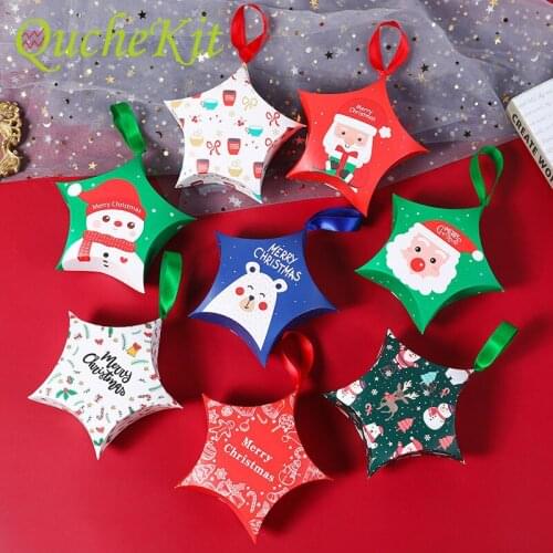 Merry Christmas Candy Boxes Santa Snowman Gift Box Chocolate Biscuit Snack Packaging Paper Box Container Xmas Gift Supply Decor