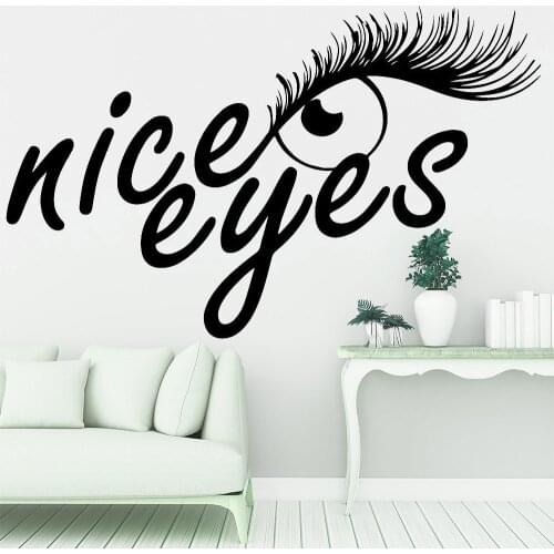 Nice Eyes Wall Stickers Beauty Salon Decor Beautiful Eyelash Vinyl Wall Decals Nursery Kids Room Cartoon Home Decoration Z411
