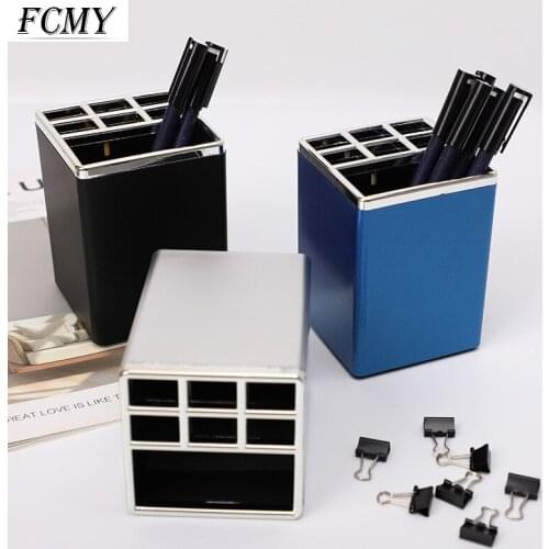 Creative Square Pencil Cup Storage Desktop Makeup Brush Organizer Holder for Office and School Desk Organizer Stationery