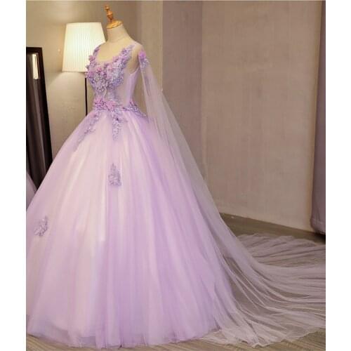 Light lavender flower shoulder veil gown Medieval dress Renaissance gown royal dress Victoria dress/princess cosplay Belle Ball