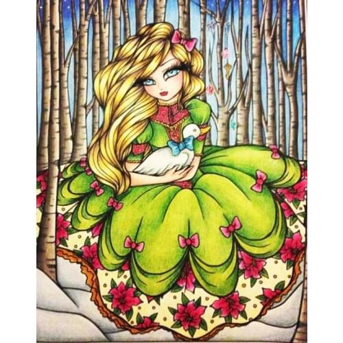 5D Diamond Painting Kits Full Round With AB Drill Flowers Cartoon Little Girl Embroidery Mosaic DIY Home Decor