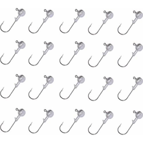 Lead Head Hook Jigs Bait Fishing Pack (50Pcs) Hooks For Soft 1g/1.5g/2g/3.5g/5g/7g/10g/20g Silver Lure Fishing Accessories
