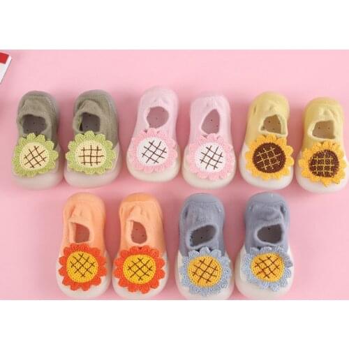 Cartoon Anti-Skid Floor Socks Spring And Autumn Leopard Print Childrens Rubber Sole Shoes Baby ToddlersShoes And Socks New