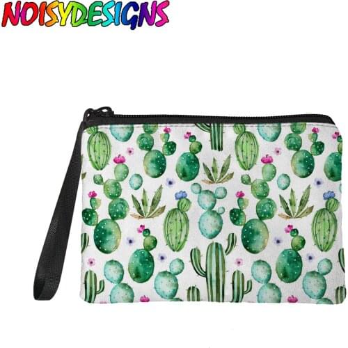 NOISYDESIGNS Small Fresh Kids Womens Purse Cute Coin Wallet Money Pouch Cartoon Cactus Change Pouch Portable Key Storage Bag