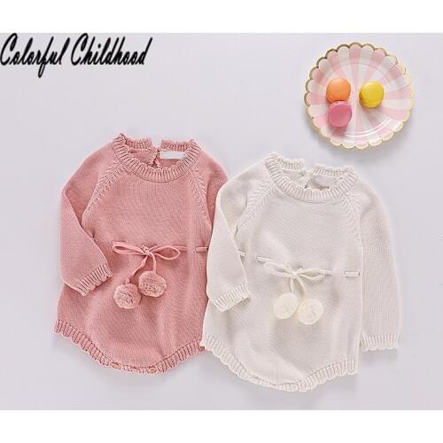 Baby girls clothes autumn winter cute terry ball belf design long sleeve romper baby infant kids overalls toddler clothing set