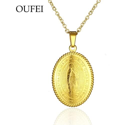 OUFEI Stainless Steel Necklace Rose Gold Amulet Neutral Necklace Retro Accessories Fashion Jewelry Gift Wholesale
