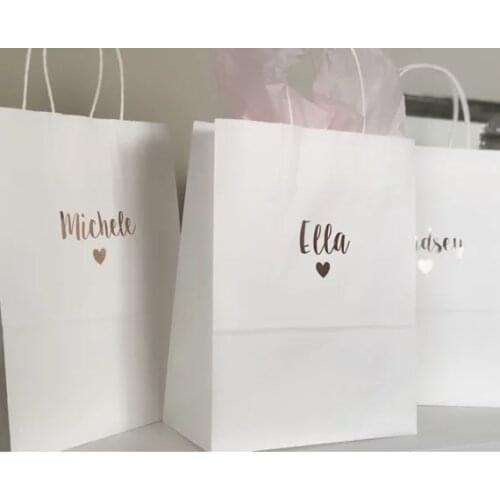 Personalized silver nam wedding bridesmaid maid of honor thank you gift bags, gift bags,bridemaid- personalized gift bag