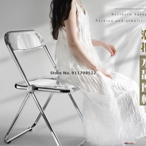 Womens clothing store photo transparent chair ins acrylic plastic crystal nordic dining chair folding net red makeup stool
