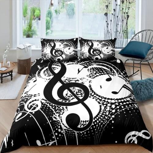 Luxury 3d Bedding Set Musical Note Print Home Decor Duvet Cover Set 2/3 Pcs with Pillowcase AU/EU/UK/US Queen and King Size