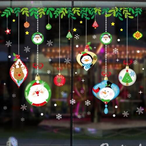 Christmas decor wall stickers Vinyl DIY Christmas gift pendant wall decals For kids room shoping glass window decor sticker