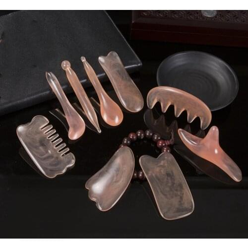 Natural Resin Beeswax Massage Guasha Scraper for Face Neck Body Guasha Scraper SPA Therapy Massage Board Face Skin Care Tools
