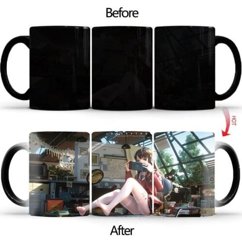 Technology girl Color Changing mug Ceramic Coffee Cup Magic Couple Mug Gift for Her Him Mugs Milk Cups Friend BSKT-061