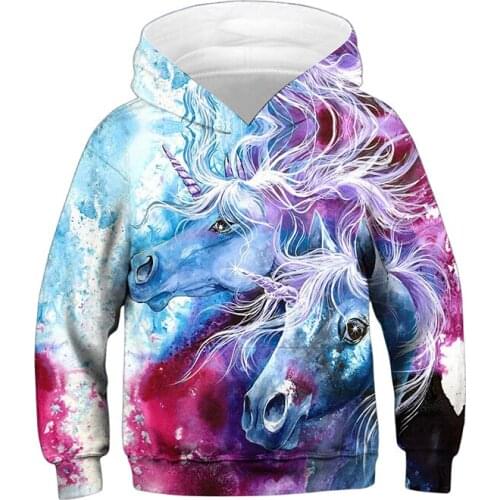 Unicorn Hoodies Clothes Boys Girls New Starry Sky Digital Print Pullover Kids Casual Tracksuit Outerwear Childrens Sweatshirts