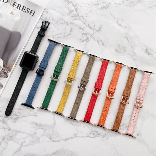 Slim Thin Strap for Iwatch Band Series 6 5 4 3 Slim Leather Correa for Apple Watch Se 6 Strap 40mm 38mm 44mm 42mm Thin Wristband