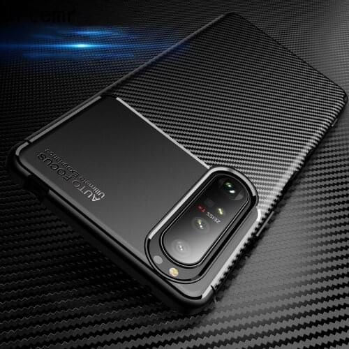 Uftemr Phone Case for Sony Xperia 1 Iii Case Carbon Fiber Texture Soft TPU Cover Funda for Sony Xperia 1 Iii Cases
