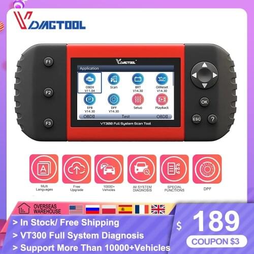 VDIAGTOOL VT300 OBD2 Auto Scanner BRT/EPB/DPF/ Oil Reset Car Full System Diagnostic Tool Professional Code Reader Muit-language