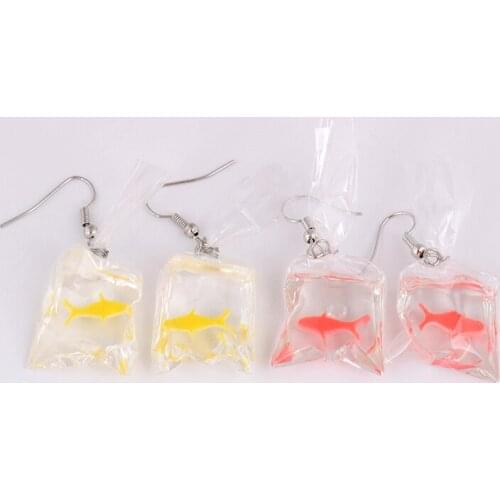CHUNSHI EMO Fashion Creative Transparent Candy Goldfish Earrings Female Personality Ethnic Style Carp Alloy Earrings Wholesale