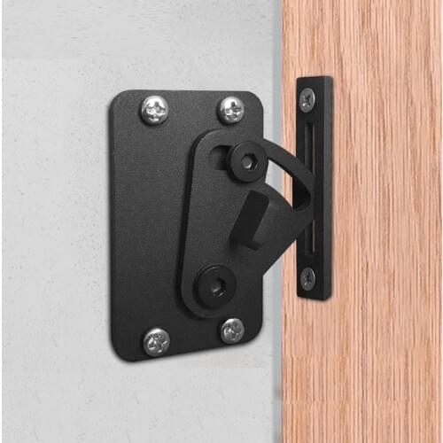 Sliding Barn Door Latch Lock One Set Stainless Steel Barn Door Lock Hardware for Pocket Doors Garage Shed Wood Gates Black