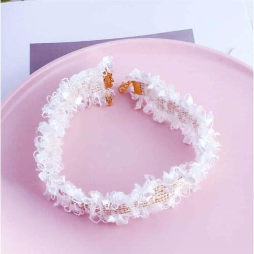 1pc Elegant Women Ladies Choker Necklace Fashion Flower Lace Decor Necklace Lace Choker For Party Dress Up Jewelry Accessories