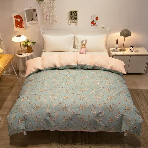 1 Pc Quality Quilt Cover Cotton Green Color Floral Pattern Comforter Cover For Winter Warm Funda Nordica Queen Size Duvet Cover