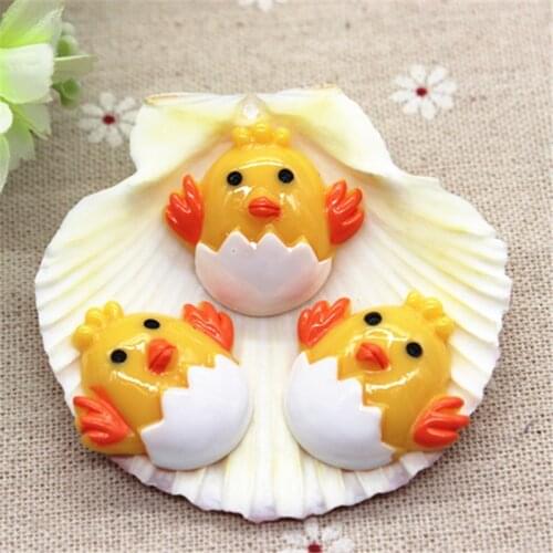 10PCS Cute Resin Cartoon Hatching Chicks Flatback Cabochon DIY Scrapbooking Accessories Decorative Craft Making,28*29mm