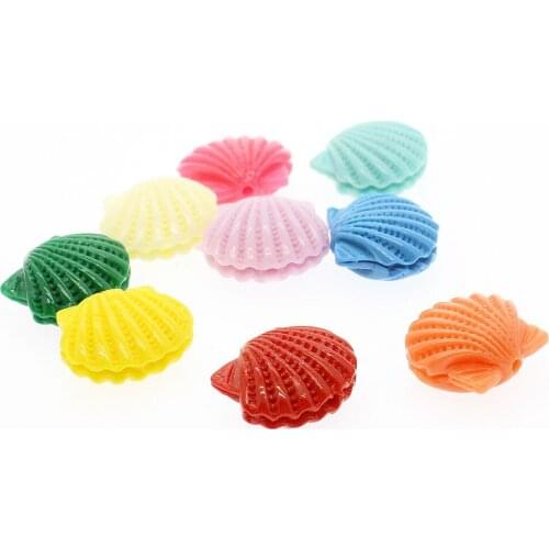 10pcs /pack 11-15mm Mixed Color DIY Accessories of Synthetic Coral Loose Beads Hand Carved Powder Pressed Scallop Shape