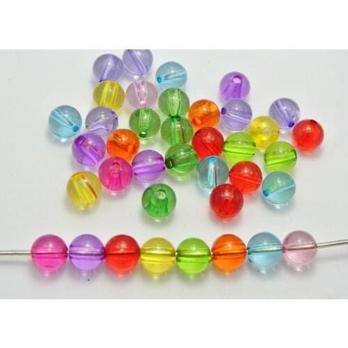 100 Mixed Colour Transparent Acrylic Round Beads 10mm Smooth Ball Beads