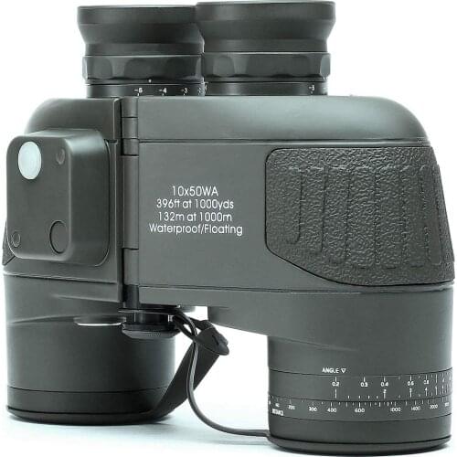 10X50 Marine Binoculars for Adults, Waterproof Binoculars with Rangefinder Compass BAK4 Prism FMC Lens for Birdwatching Hunting