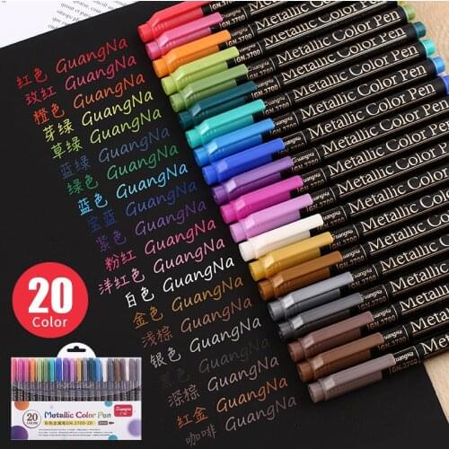 12 Colors Metallic Pen Set Permanent Metallic Marker for Card Stone Rock Painting Album Scrapbook Metal Wood Ceramic Glass 2.0mm