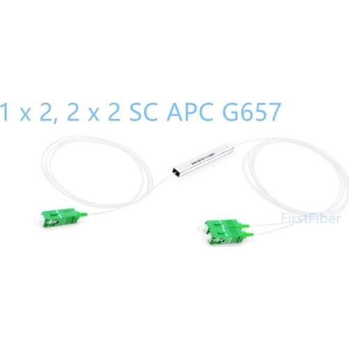 1 x 2 SC APC splitter PLC POS Passive Optical Splitter, Fiber Splitter Mini Module, 900um, SC/APC 1.5m