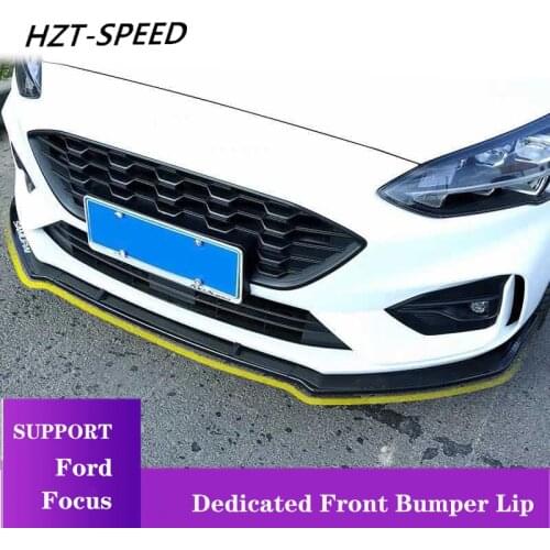 3 Pieces Carbon Fiber / Matte black / Bright black Car Front Lip Chin Bumper Body Kits Focus for Ford 2019